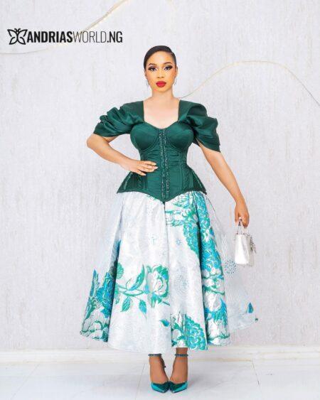 GREEN CORSET AND FLORAL SKIRT SET