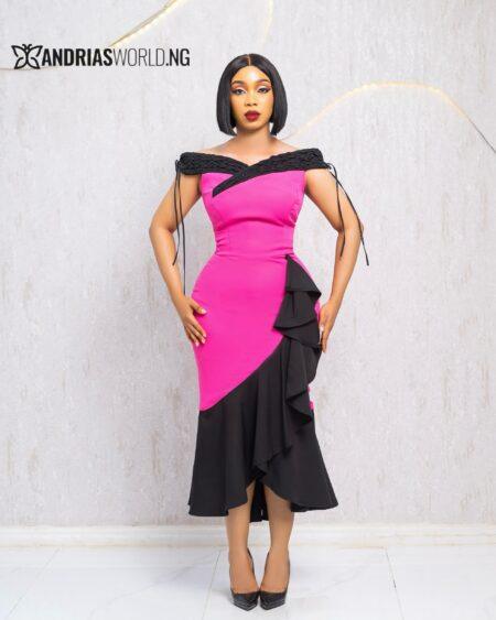PINK AND BLACK FLARE DRESS