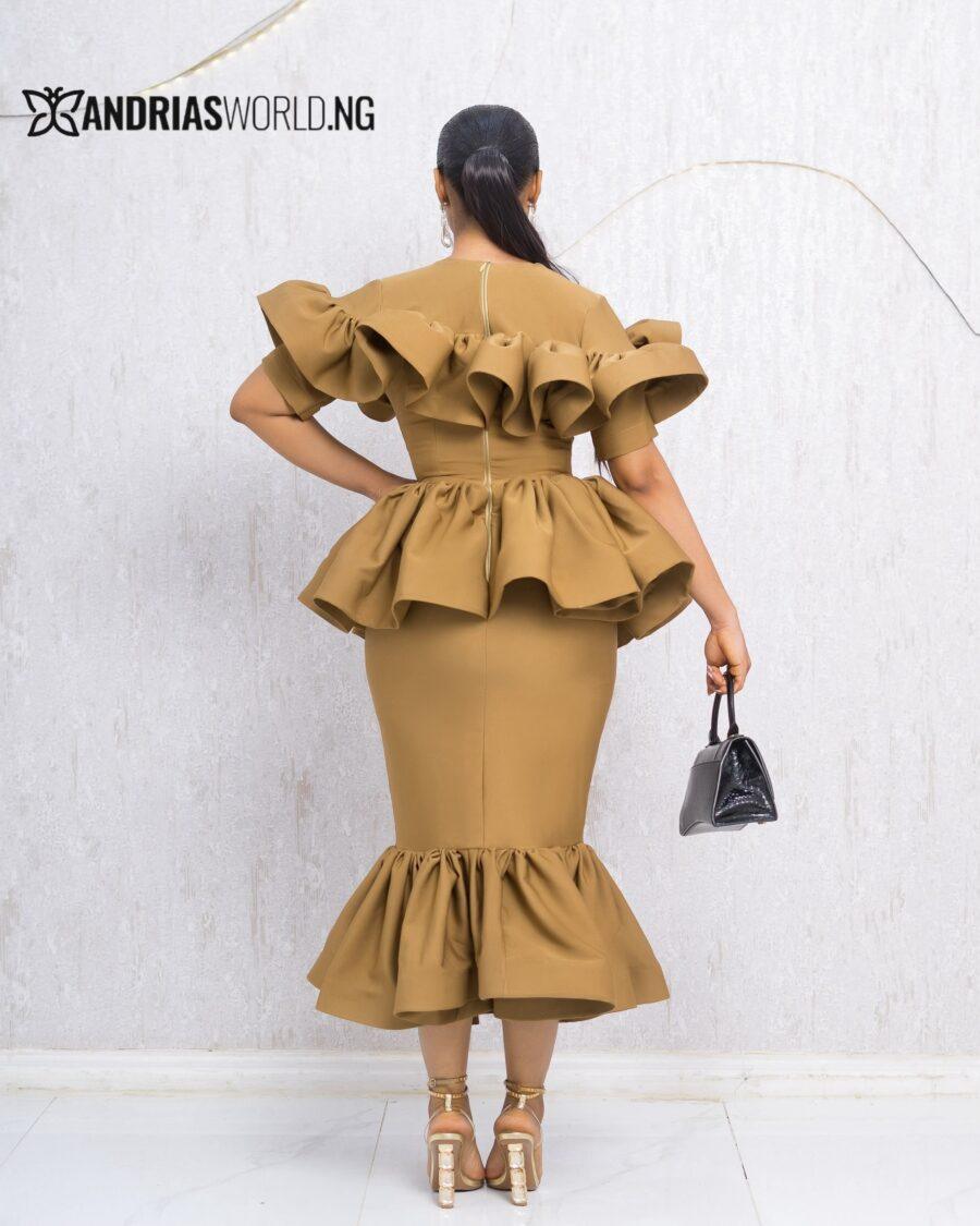 BROWN FISH-TAIL DRESS