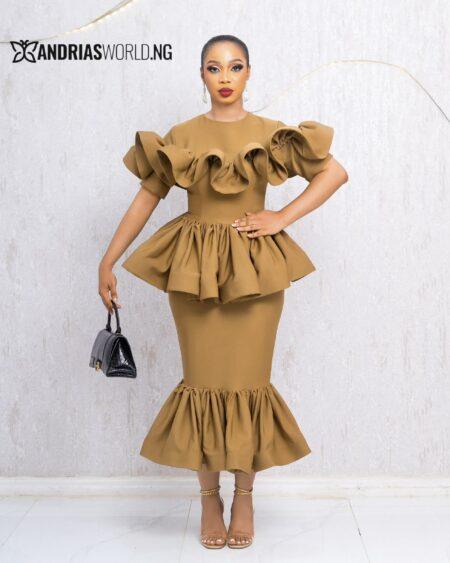 BROWN FISH-TAIL DRESS