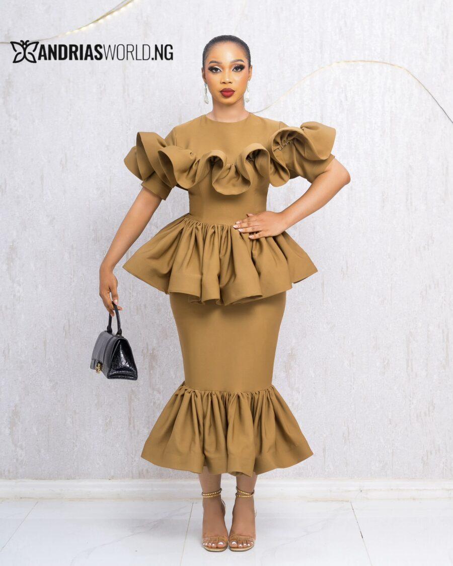 BROWN FISH-TAIL DRESS
