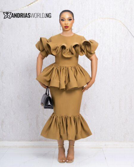 BROWN FISH-TAIL DRESS