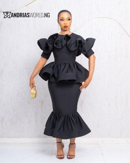BLACK FISH-TAIL DRESS