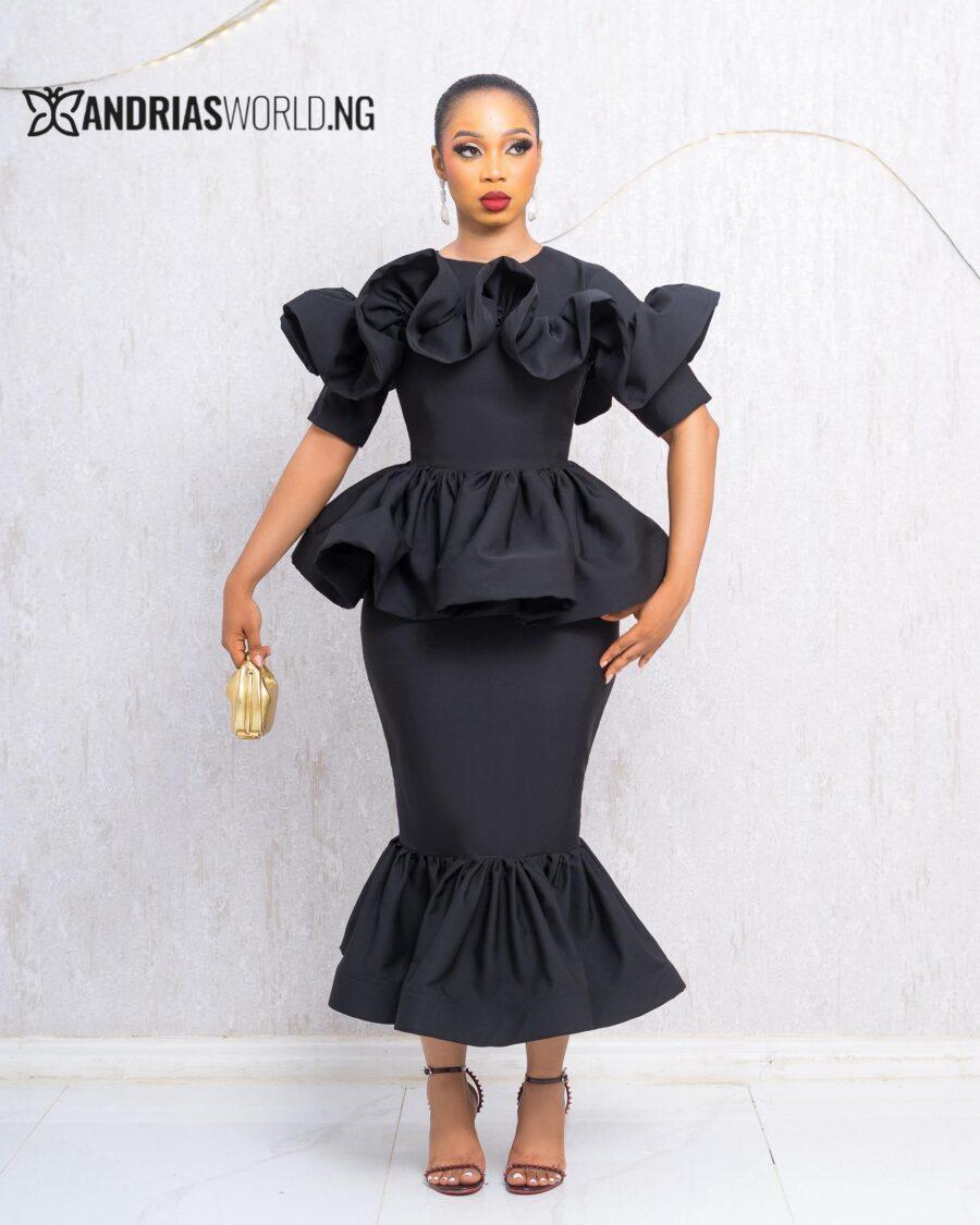 BLACK FISH-TAIL DRESS