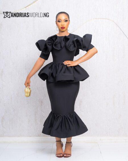 BLACK FISH-TAIL DRESS