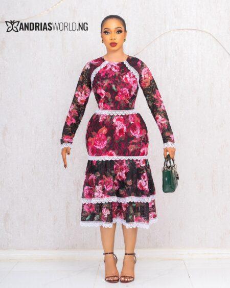 PINK FLORAL LAYERED LACE DRESS