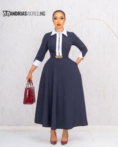 NAVYBLUE AND WHITE SKATER DRESS