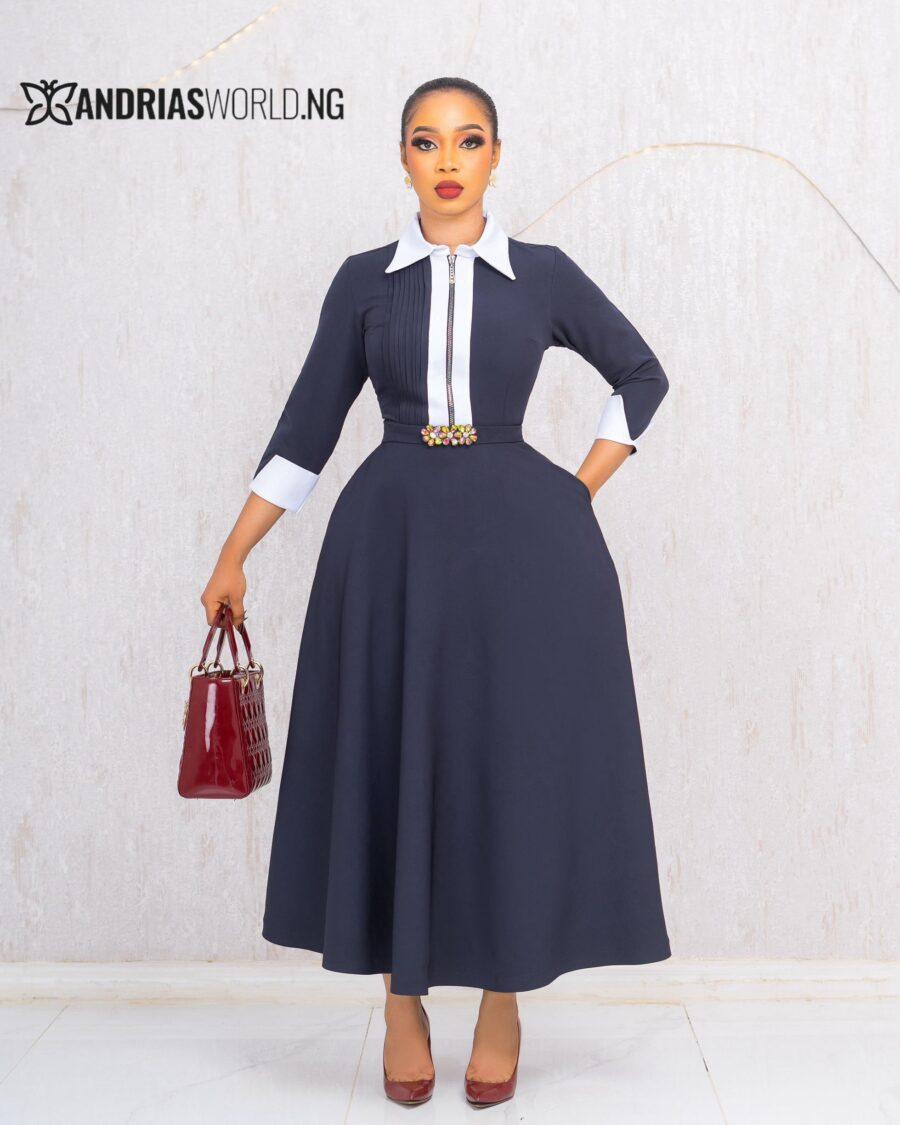 NAVYBLUE AND WHITE SKATER DRESS