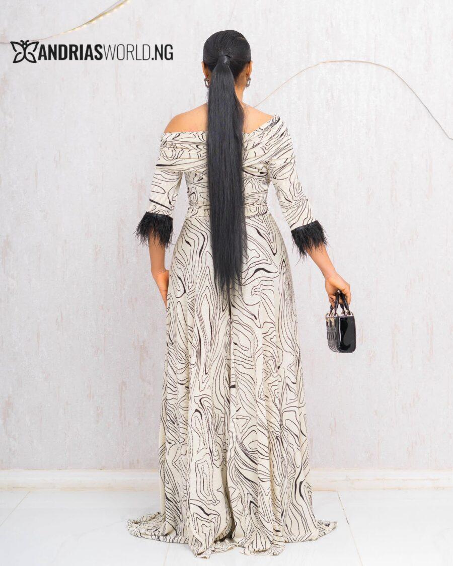 CRINKLED TROUSER SET WITH FEATHERS