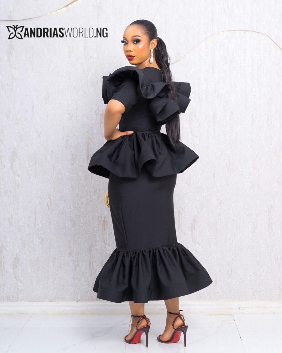 BLACK FISH-TAIL DRESS
