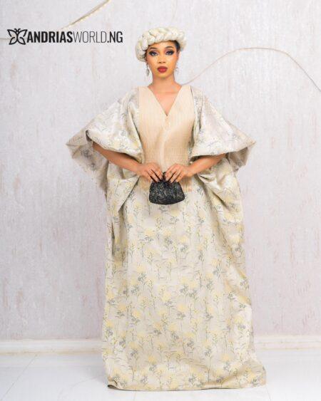 GOLD DAMASK BUBU DRESS WITH ZARA SCARF