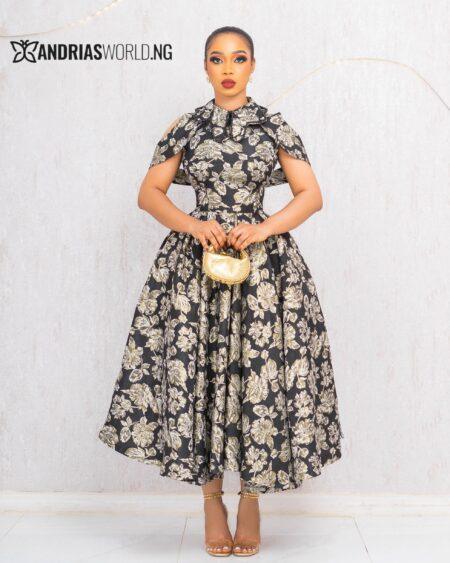 BLACK FLORAL DAMASK SKATER DRESS