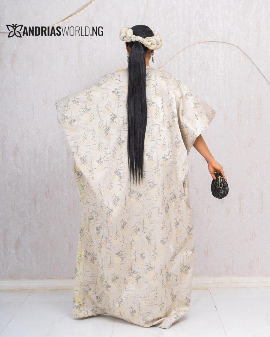 GOLD DAMASK BUBU DRESS WITH ZARA SCARF