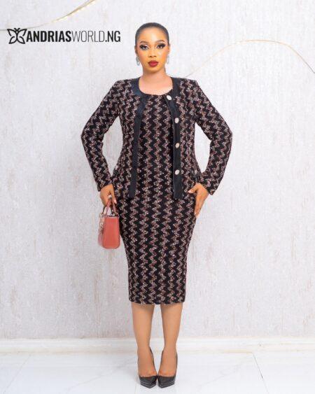 BLACK TWEED DRESS SET