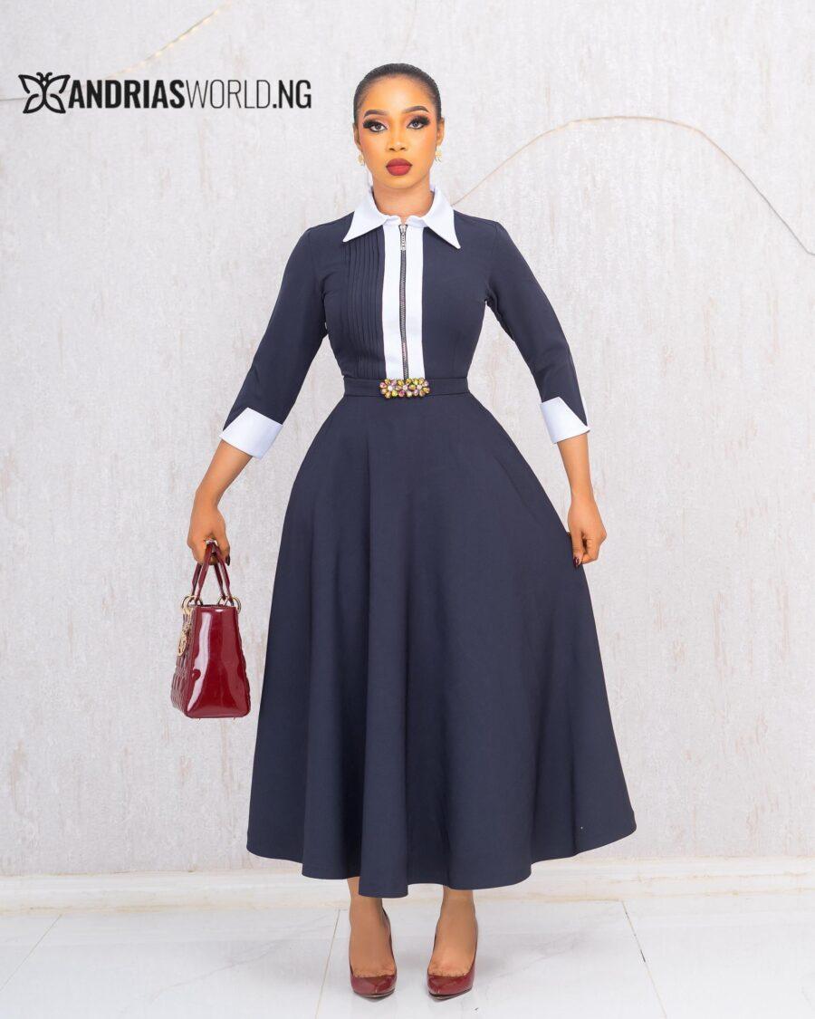 NAVYBLUE AND WHITE SKATER DRESS