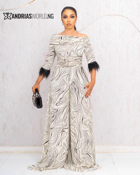 CRINKLED TROUSER SET WITH FEATHERS