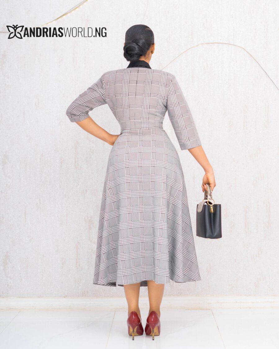 BLACK AND WHITE MAXI CHECK DRESS
