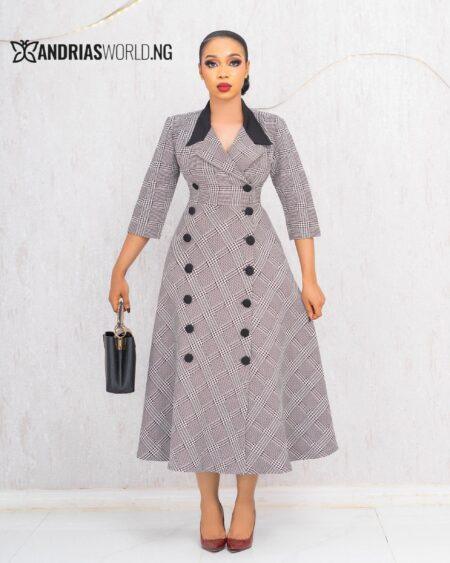 BLACK AND WHITE MAXI CHECK DRESS