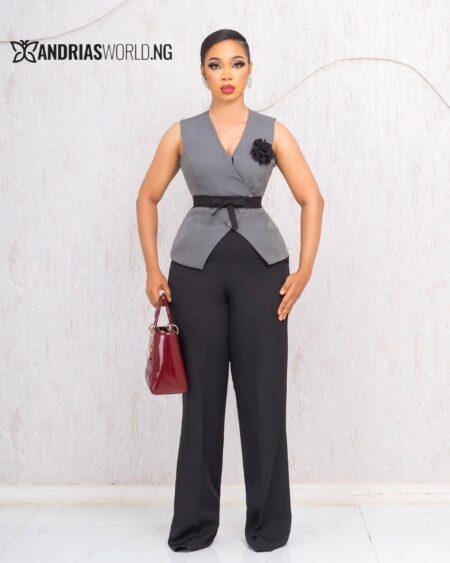 GREY AND BLACK SLEEVELESS TOP AND TROUSER SEF