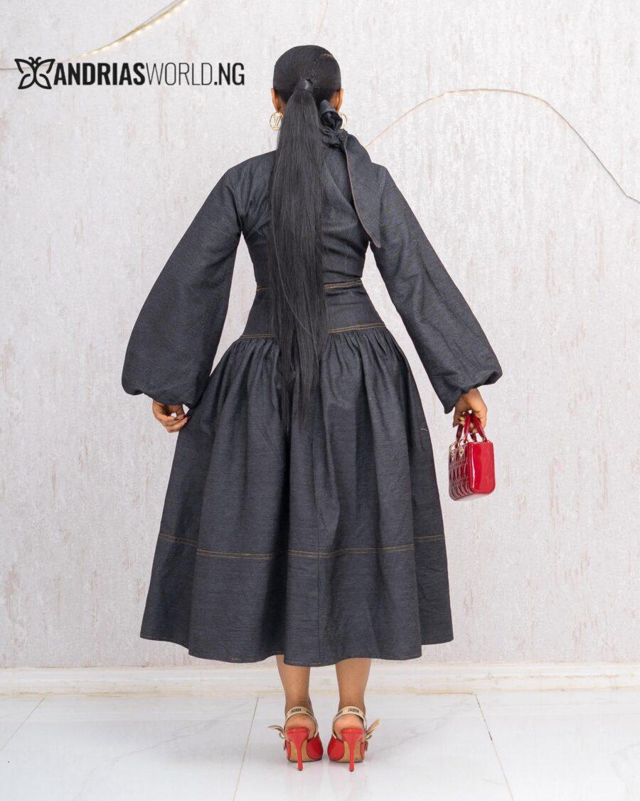 BLACK DENIM SKATER DRESS