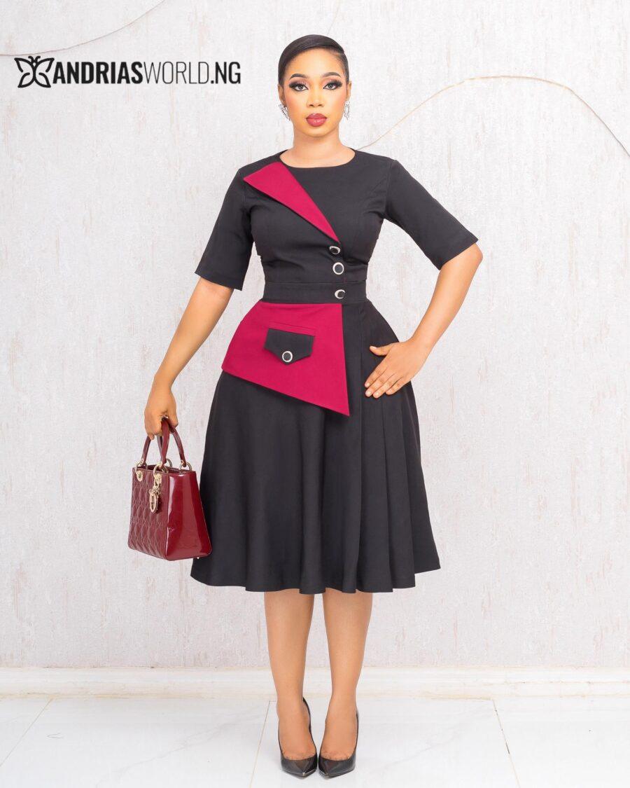 BLACK AND WINE SKATER DRESS