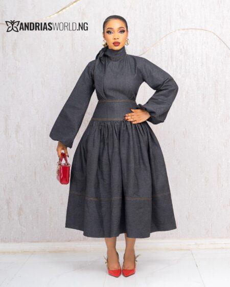 BLACK DENIM SKATER DRESS