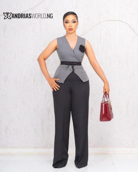 GREY AND BLACK SLEEVELESS TOP AND TROUSER SEF