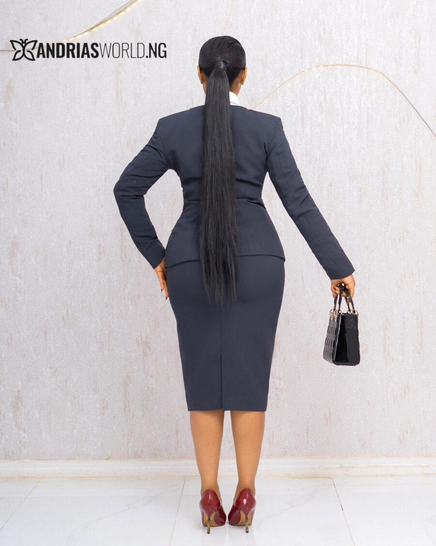 GREY THREE PIECE SKIRT SUIT
