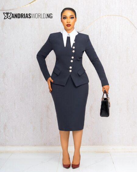 GREY THREE PIECE SKIRT SUIT