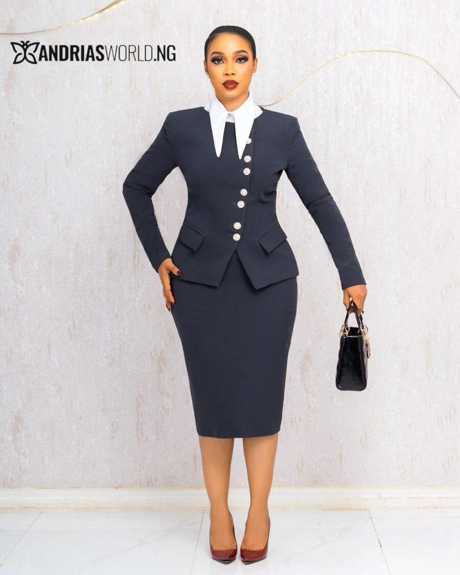 GREY THREE PIECE SKIRT SUIT