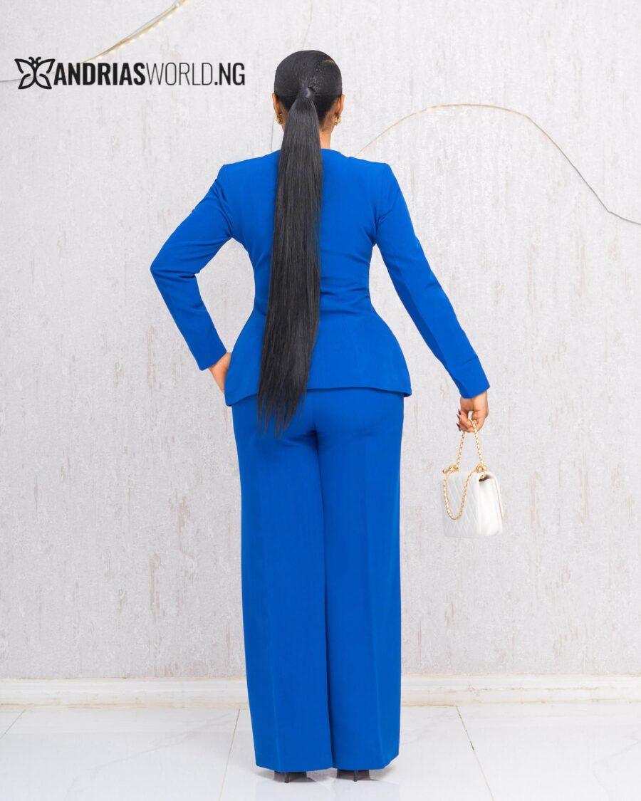 BLUE TWO PIECE TROUSER SUIT