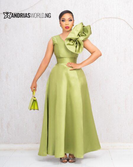 GREEN MAXI MIKADO SKATER DRESS