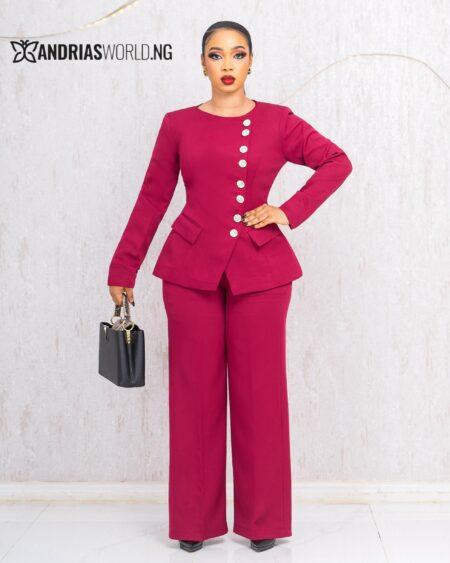 WINE TWO PIECE TROUSER SUIT