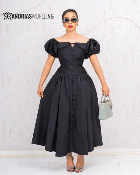 BLACK MAXI SKATER DRESS