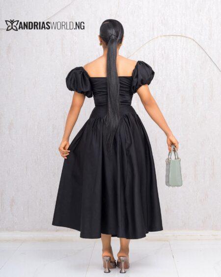 BLACK MAXI SKATER DRESS