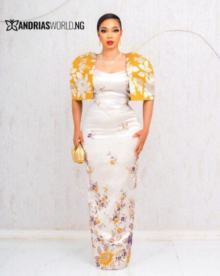 NUDE MAXI DAMASK CAPE DRESS