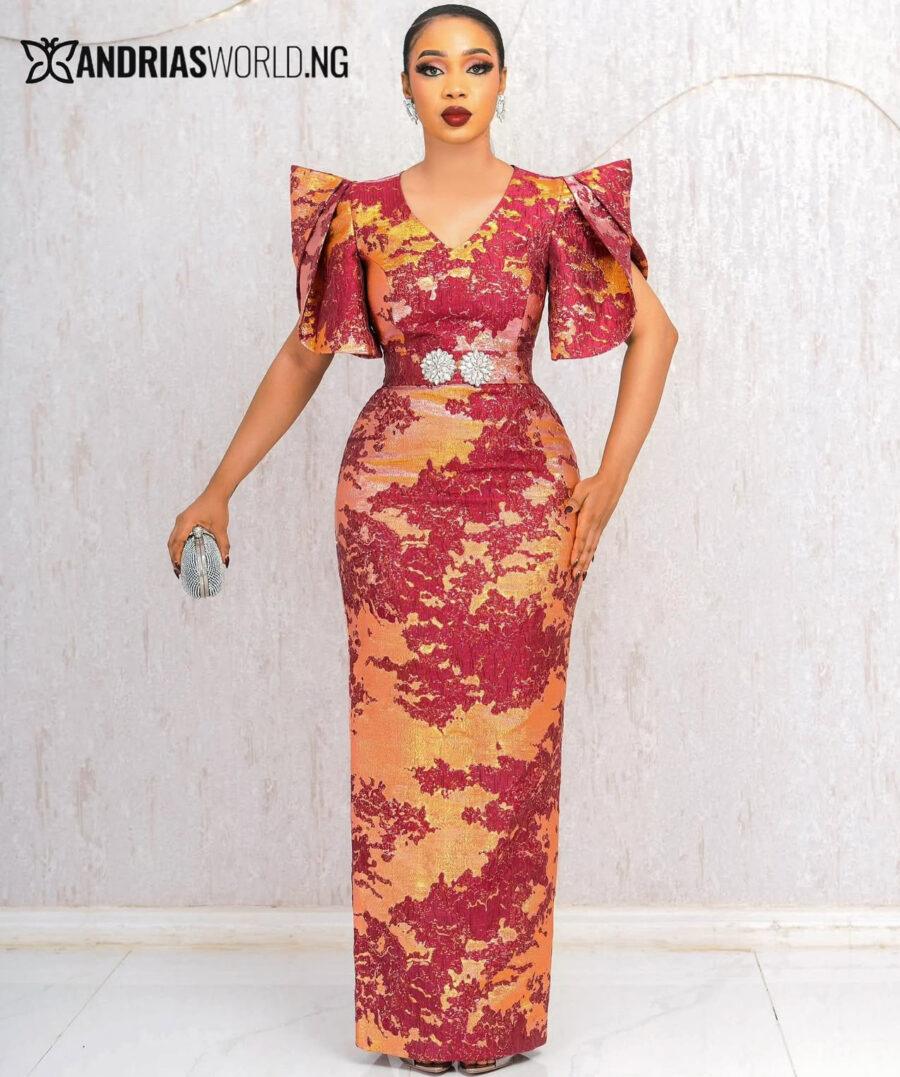 Red&Orange Damask Maxi Dress