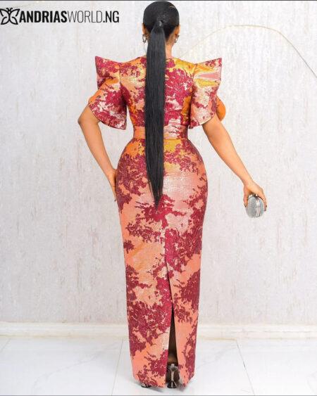 Red&Orange Damask Maxi Dress