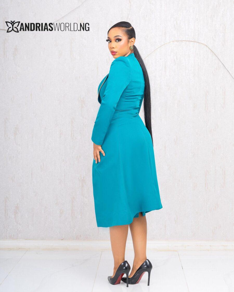 TEAL AND ORANGE DRESS AND BLAZER