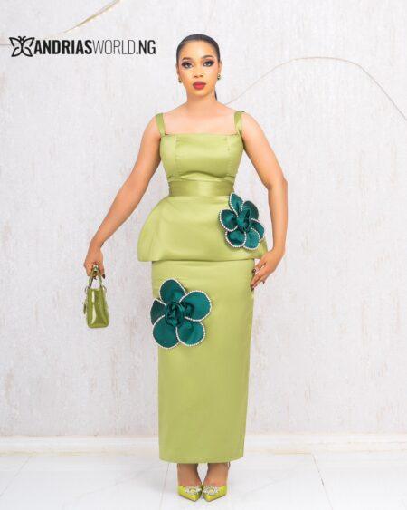 LEMON GREEEN MIKADO TWO PIECE SKIRT SET