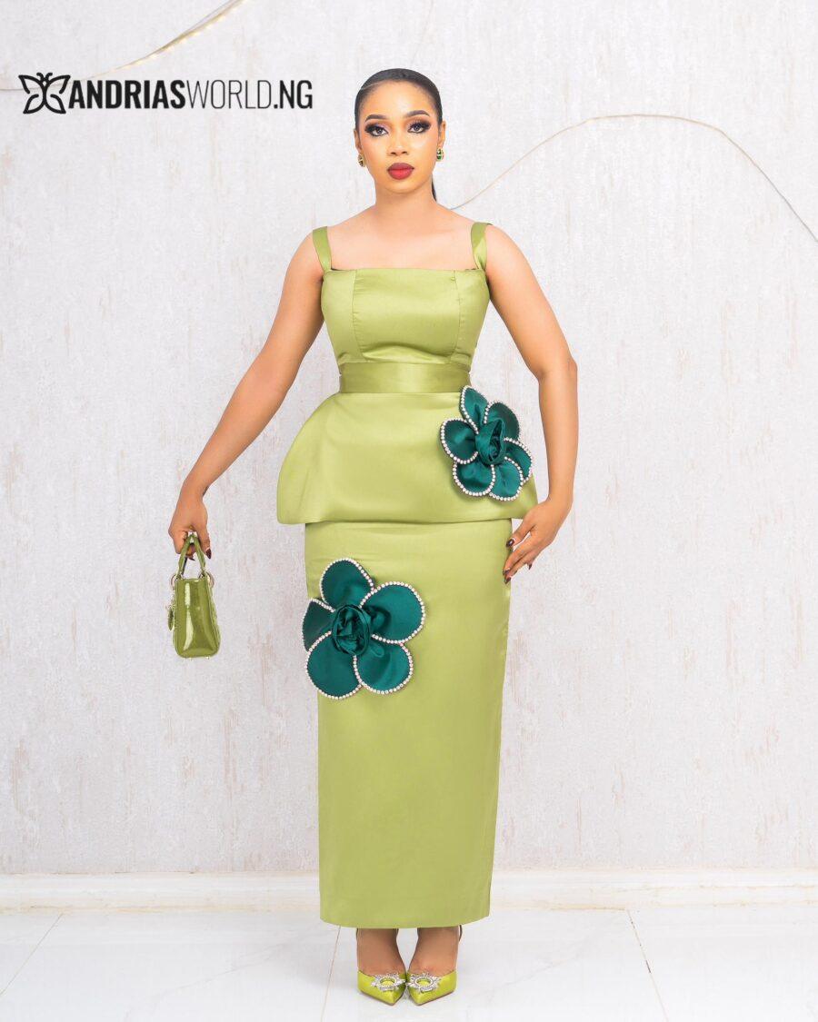 LEMON GREEEN MIKADO TWO PIECE SKIRT SET