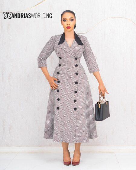 BLACK AND WHITE MAXI CHECK DRESS