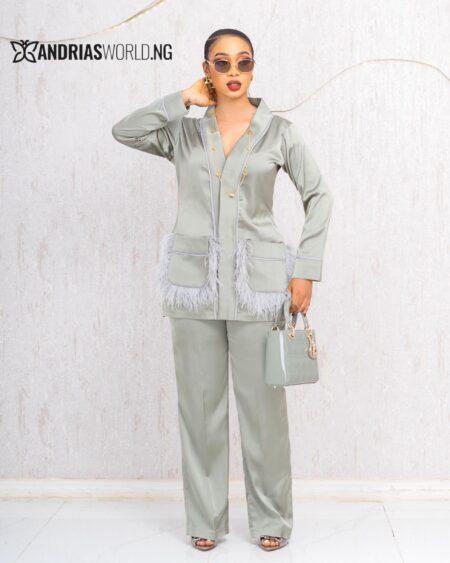 OLIVE GREEN TWO PIECE TROUSER SET