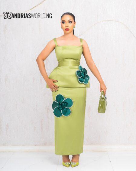 LEMON GREEEN MIKADO TWO PIECE SKIRT SET