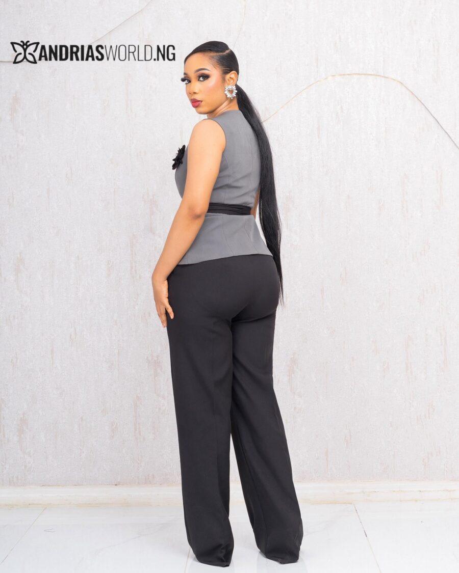 GREY AND BLACK SLEEVELESS TOP AND TROUSER SEF