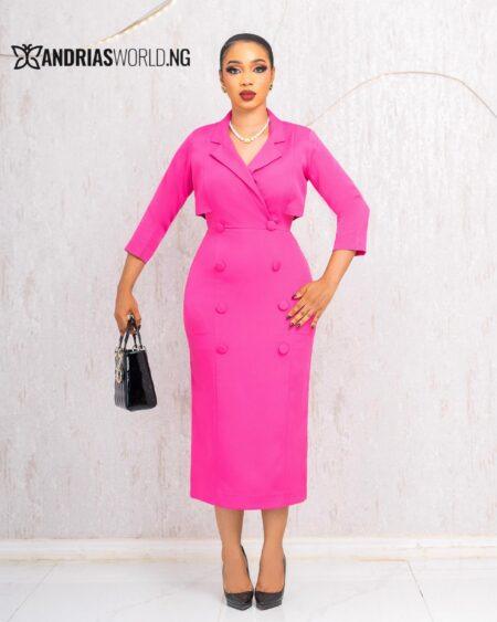 PINK BLAZER DRESS WITH BUTTONS