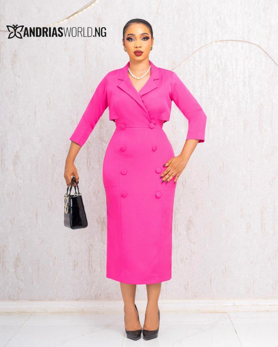 PINK BLAZER DRESS WITH BUTTONS