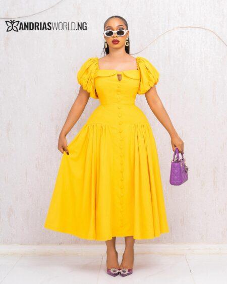 YELLOW SKATER MAXI DRESS