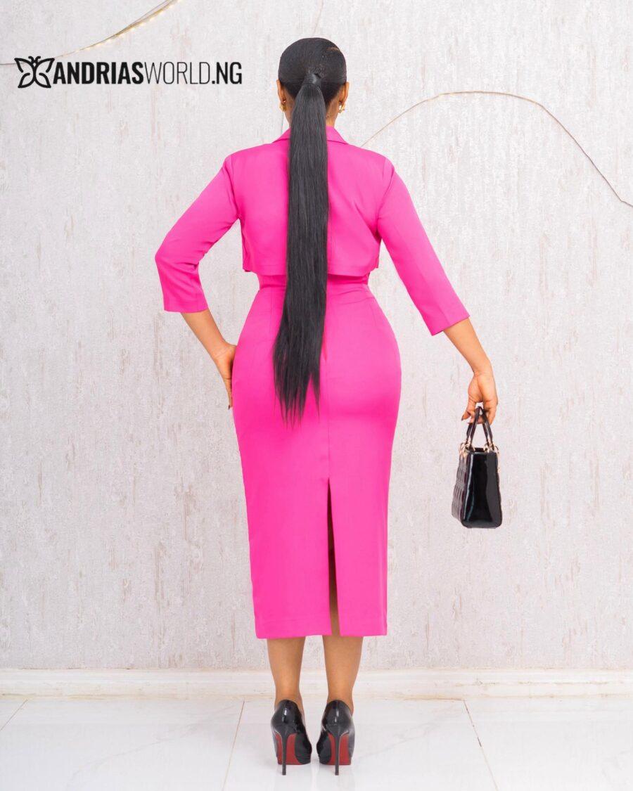 PINK BLAZER DRESS WITH BUTTONS