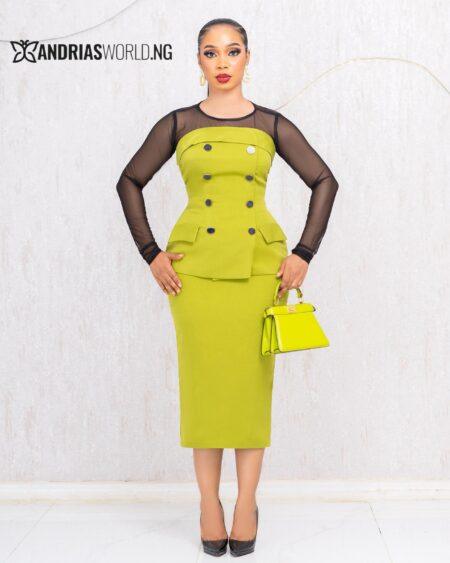 LEMON SKIRT SET WITH BLACK MESH TOP